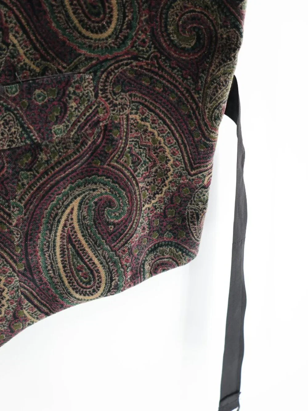 VTG Wah Maker Frontier Vest Mens Large Paisley Western V Neck velvet waistcoat